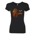 thumbnail image 2 of Wild Bobby, Basketball Fingerprint It's In My DNA, Sports, Women Slim Fit Junior Tee, Black, Small, 2 of 5
