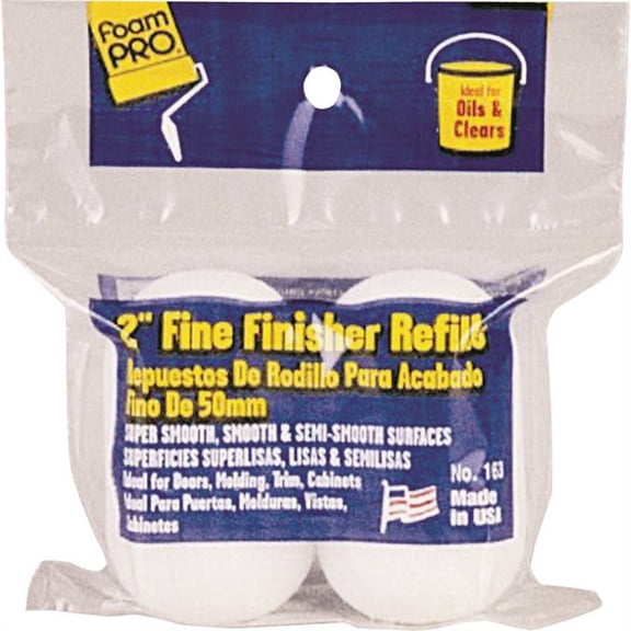 FOAMPRO 163 Roller Refill, Enamel, Oil-Based Paint, 3/8 in Thick Nap, Foam Cover