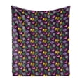 thumbnail image 1 of Funny Soft Flannel Fleece Blanket, Funny Cartoon Style Jungle Animals with Palm Leaves on Purple Background Safari Theme, Cozy Plush for Indoor and Outdoor Use, 60" x 80", Multicolor, by Ambesonne, 1 of 6