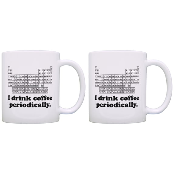 ThisWear Science Gag Gift I Drink Coffee Periodically Sarcastic Humor 11 ounce 2 Pack Coffee Mugs