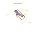 thumbnail image 2 of Mini silla de playa - Paquete de 2 - Mini silla de madera decorativa - Tumbona para muñecas - Soporte para teléfono - Asiento de tela azul y blanca - Aprox. 11 x 6 cm, 2 of 5