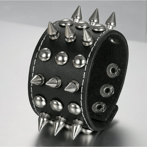 Avaner Punk Studded Bracelet Unisex, Black Leather Studded Cuff Wrap Bracelet , Gothic Rock Wristband for Party Gift Accessory