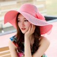 thumbnail image 5 of Women Big Bowknot Floppy Sun Hat Foldable Straw Wide Brim Summer Beach Cap, 5 of 5