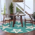 thumbnail image 4 of Starfish Round Living Room Rugs 5 ft, Summer Beach Nautical Ocean Sea Star Marine Life Teal Green Area Rug with Non-Slip Sturdy Edge Binding Round Carpet for Entryway Kitchen Bedroom Bathroom, 4 of 9