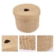 thumbnail image 4 of Servilletero de escritorio redondo de paja tejida, caja de pañuelos decorativa natural, 4 of 8