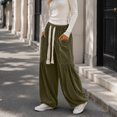 thumbnail image 6 of DORKASM Corduroy Pants Women High Waist Boho Comfy Sweatpants Elastic Waist Drawstring Soft Balloon Trousers Baggy Casual Fall Winter Harem Pants with Pockets Army Green S, 6 of 7