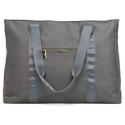 Badgley Mischka Women's Nylon Travel Tote Weekender Duffle Bag - Lightweight Travel Bag (Grey)