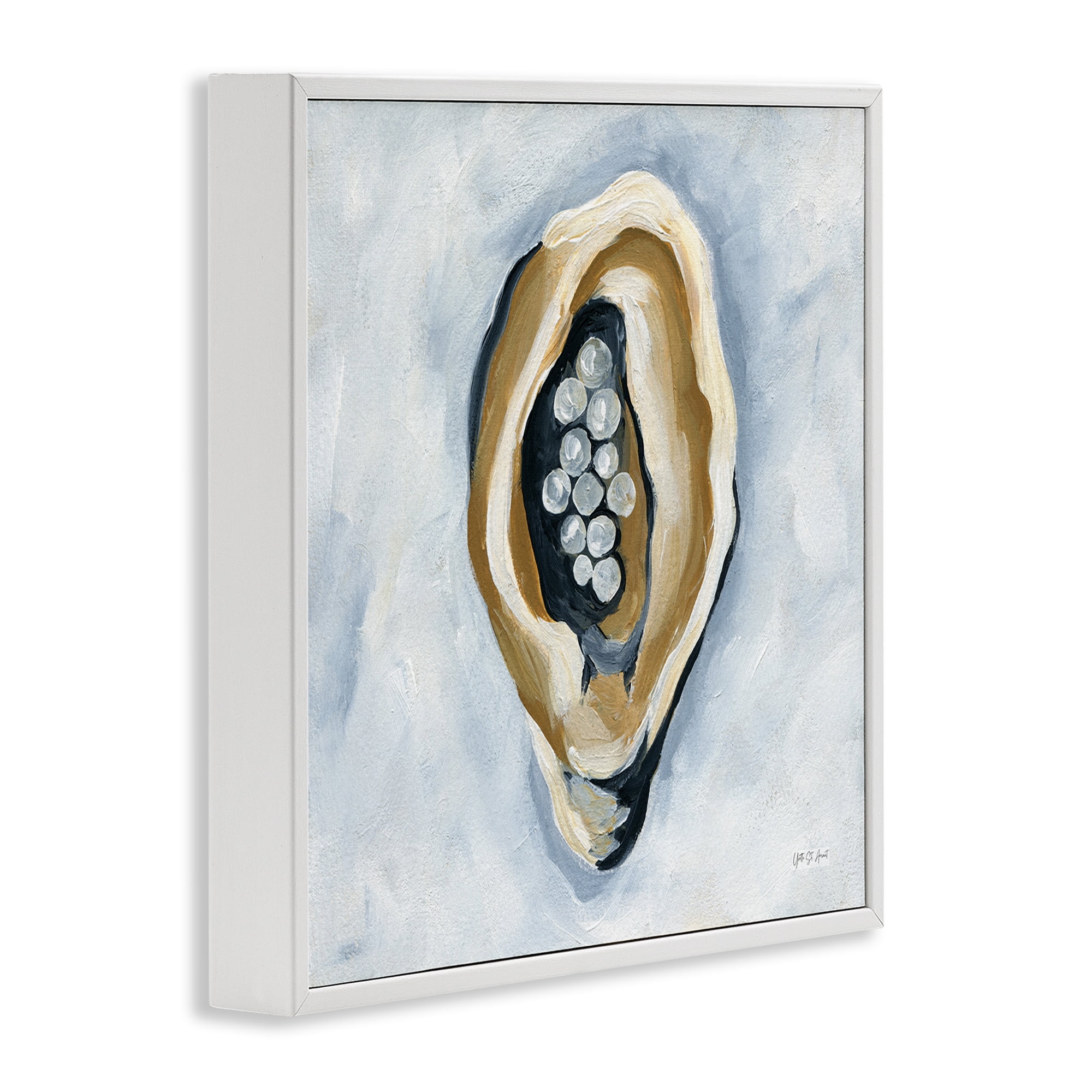 Stupell Industries World Is Your Oyster Coastal Painting White Framed Art Print Wall Art, 24 x 24