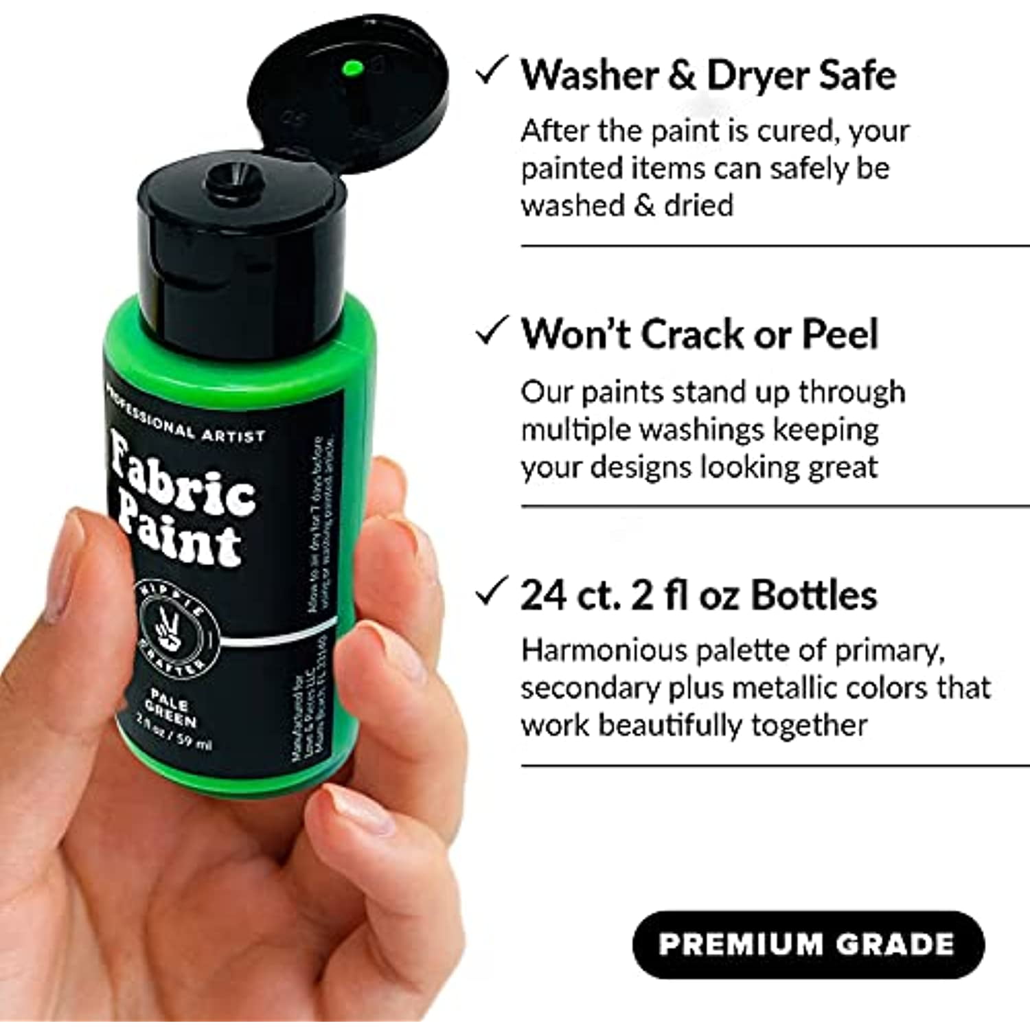 Hippie Crafter Premium Fabric Paint Set (24 Colors)