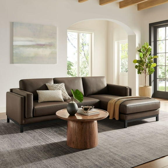 Modway Roscoe Right-Facing Vegan Leather Sectional Sofa with Chaise in Esp