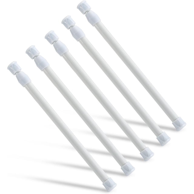 FZCHUN-5 Pcs Tension Rod, Short Tension Rod, No Drilling Small Tension Rods for Closet, Rustproof Spring Rod, Mini Thin Tension Rods for Cabinets, Cupboard, Wardrobe Bars, Bookcase (12-20 inch)
