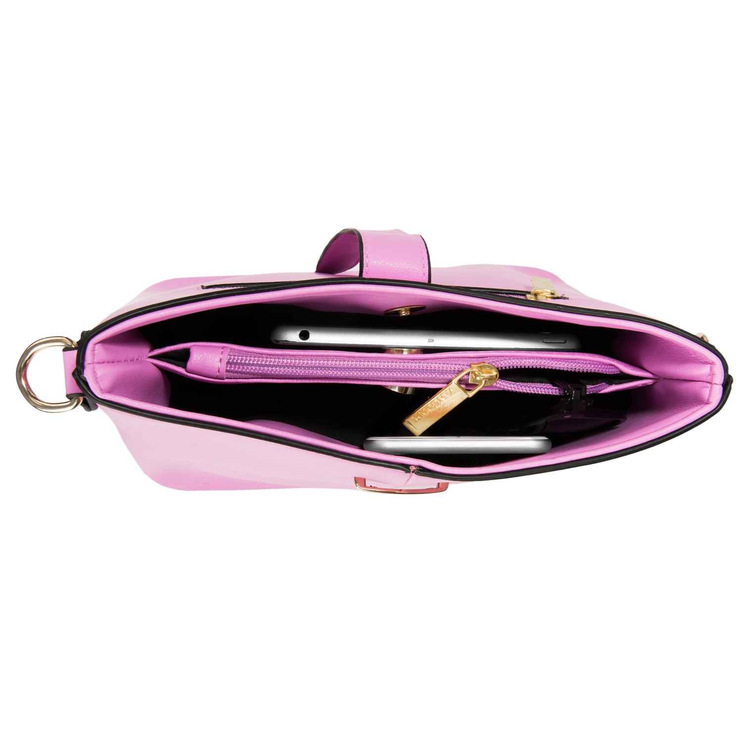 Women's Serena Leatherette Buckle Shoulder Bag – Faux Leather Crossbody Handbag with Adjustable Strap, Multi-Compartment Everyday Purse