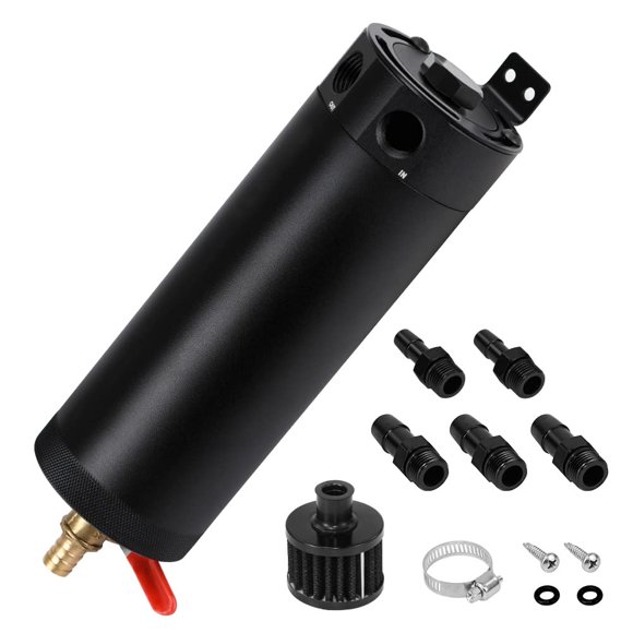 PTNHZ Réservoir de Récupération d'Huile Universel 3/8 Pouces NPT Aluminium avec Filtre Respirant Séparateur d'Huile Mini Moteur