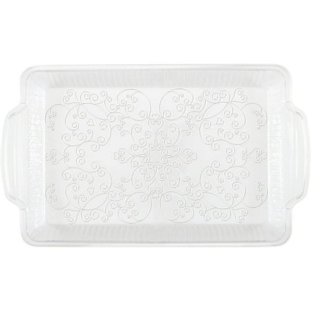 Clear Trays - Fluted Clear Plastic Serving Tray, 12 x 8in