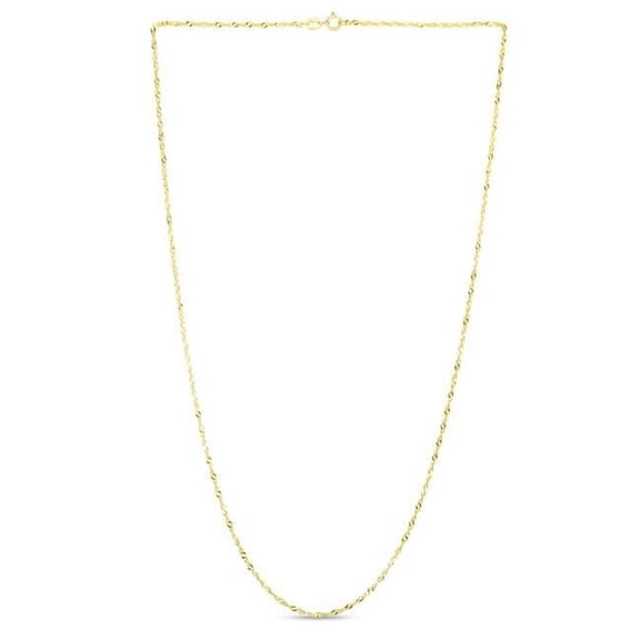 Royal Chain SING025-10 10 in. 14K Yellow Gold Diamond Cut Textured Singapore Chain with Spring Ring Clasp