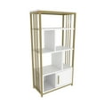 thumbnail image 5 of Valero 4-Tier Industrial Etagere Bookcase Wood Bookshelf with Cabinet White Gold Finish, 5 of 6