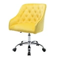 thumbnail image 6 of Bedroom Vanity Chair, SYNGAR Living Room Upholstered Accent Chair, Modern Velvet Fabric Desk Chair, Height Adjustable Swivel Chair, Home Office Chair with Soft Backrest, Yellow, D2938, 6 of 10