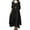 Black, variant on HIMONE Long Sleeve Solid Color Tunic Dress For Lady V-Neck Button Down Maxi Dress Womens Ruffle Pleated T Shirt Dress Irregular Hem Fake Two Piece Dress Plus Size