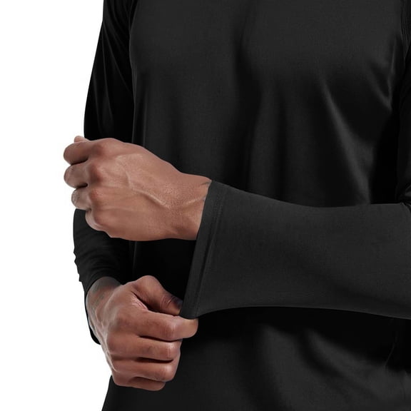 Mens Quick Dry Moisture Wicking UPF 50 UV Sun Protection Long Sleeve Tees Fishing Hiking Beach Swim Workout Rash Guard Shirts Black XL