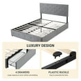 thumbnail image 3 of Sifurni Full Size Upholstered Platform Bed Frame with 4 Drawers Storage and Diamond Stitched Button Tufted Headboard, Light Grey, 3 of 5