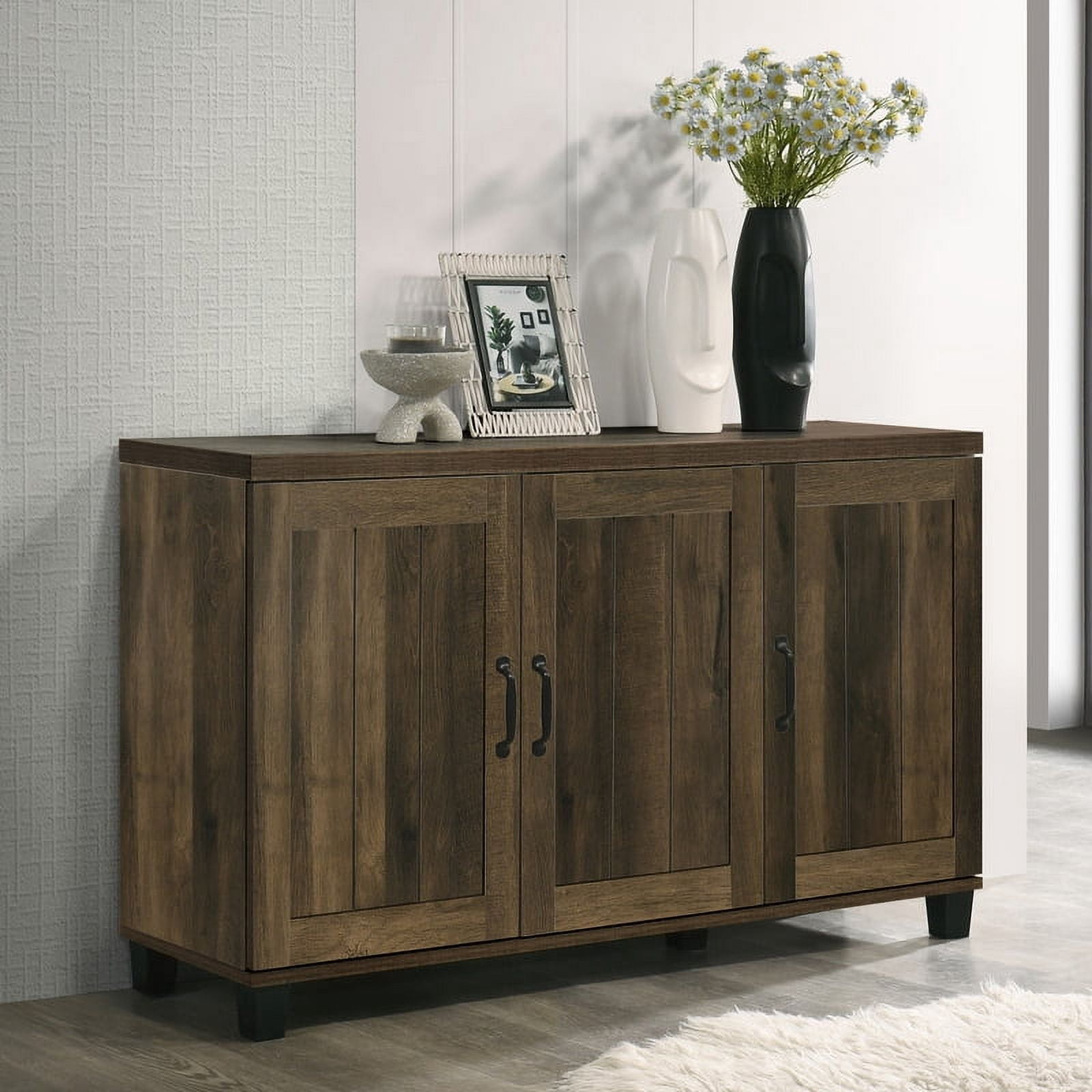 Aukfa 3-Door Shoe Cabinet, Freestanding Shoe Cabinet Organizer for Hallway Entryway,Oak