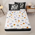 thumbnail image 4 of Homewish Halloween Skull Zipper Twin Comforter Sets with Fitted Sheet and 2 Pillowcases,Retro Sunflowers Zipper Bedding Set,Gray Black,Halloween Reversible,4pcs, 4 of 8