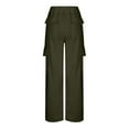 thumbnail image 4 of Green Cargo Pants Womens Fashion Solid Color Loose Straight Leg With Pockets Casual Pants Yoga Pants Fall Outfits Womens Trousers Size M, 4 of 4