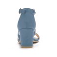 thumbnail image 2 of BLISSFUL STEP Women's Open Toe Cross Strap Mid Block Heel Sandals Haze Blue 6, 2 of 7