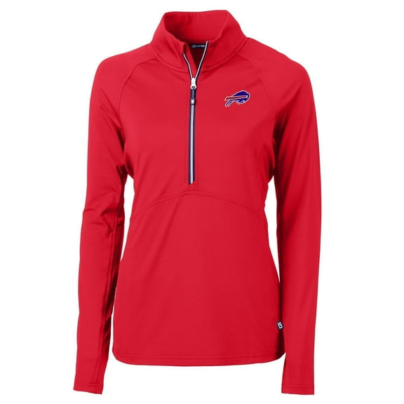 Women's Cutter & Buck Red Buffalo Bills Adapt Eco Knit Half-Zip Pullover Jacket