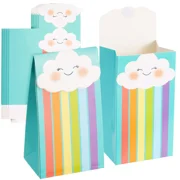 24 Pack Rainbow Goodie Bags with Stickers for Birthday Party Favors 6.5x4x3"
