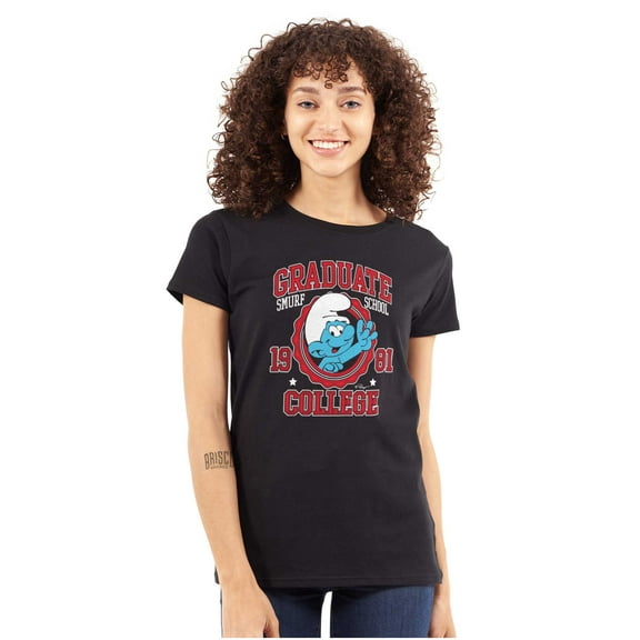Retro Smurf School College Graduate Women's T Shirt Ladies Tee Brisco Brands S