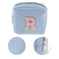 thumbnail image 4 of Unique Bargains 1 Pc Letter R Pattern Makeup Bag for Travel Blue Corduroy, 4 of 6