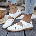 thumbnail image 2 of Women's Wide Width Cutout Leather Sandals, Comfortable Closed Toe Adjustable Strap Wedge Shoes for Spring & Summer, Black/White, 2 of 10
