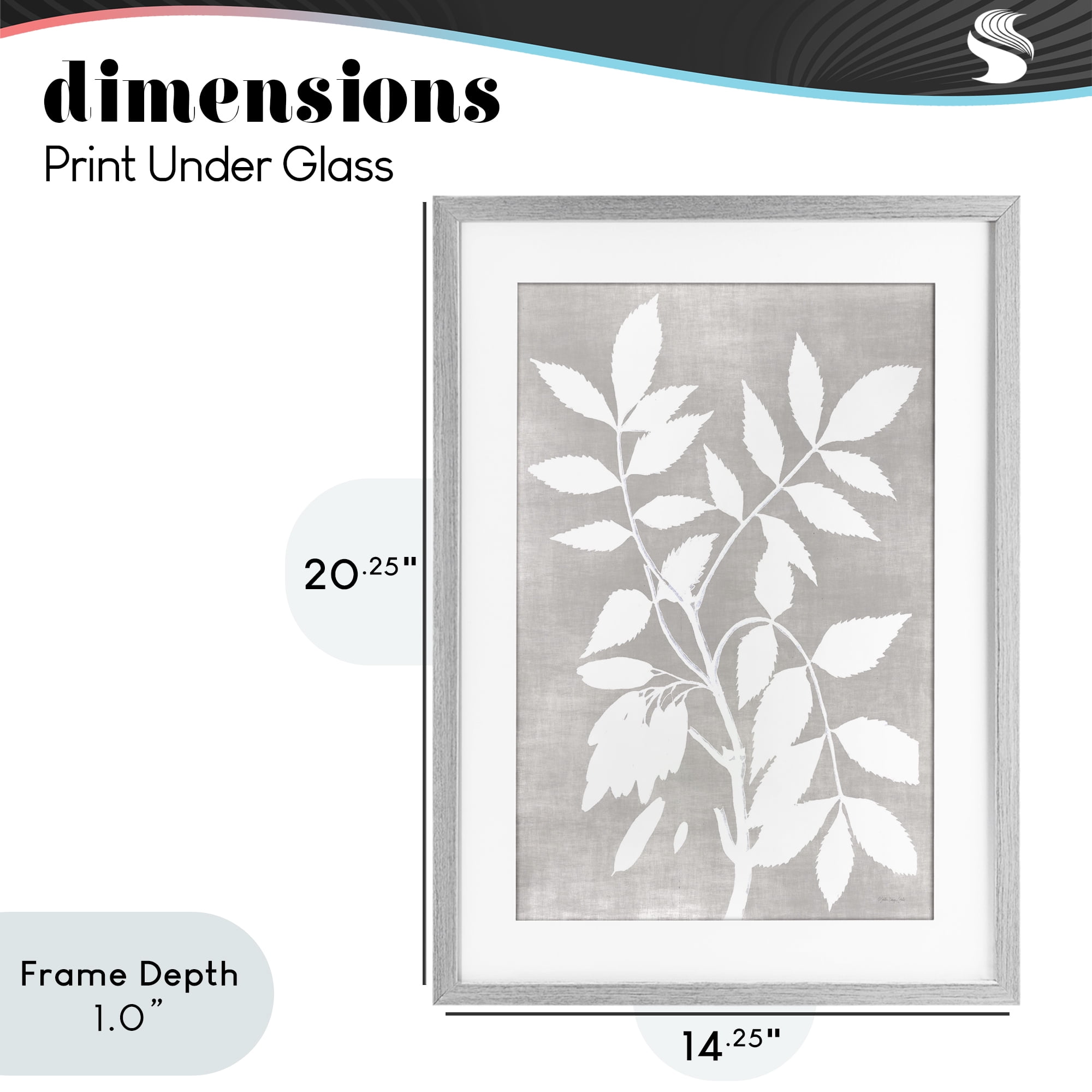 Stupell Industries Minimal Foliage Impression Gray Framed Print Under Glass, design by Stellar Design Studio