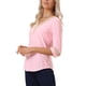 thumbnail image 4 of INSPIRAR CHIC Blusas de Mujer de Manga 3/4 Cuello en V con Contraste de Color y Encaje Rosa Claro S, 4 of 5