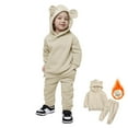 thumbnail image 2 of Gyujnb Winter Girls Tracksuit Two Piece Set Cozy Hooded Top and Jogger Pants Soft Playwear for Toddler Kids,Size:1-2 Years, 2 of 3