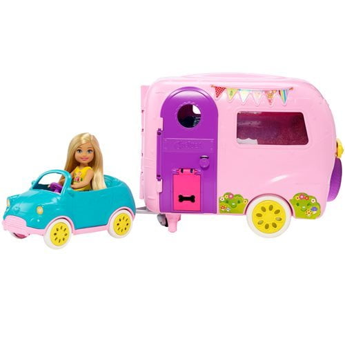 Barbie Club Chelsea Camper Playset, Blonde Small Doll, Car & 10+ Accessories, Open for Campsite Walmart.com