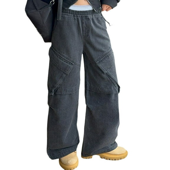 Kids Girls Jeans High Waist Wide-Leg Palazzo Denim Pants Teen Girl Clothes Juniors Jeans