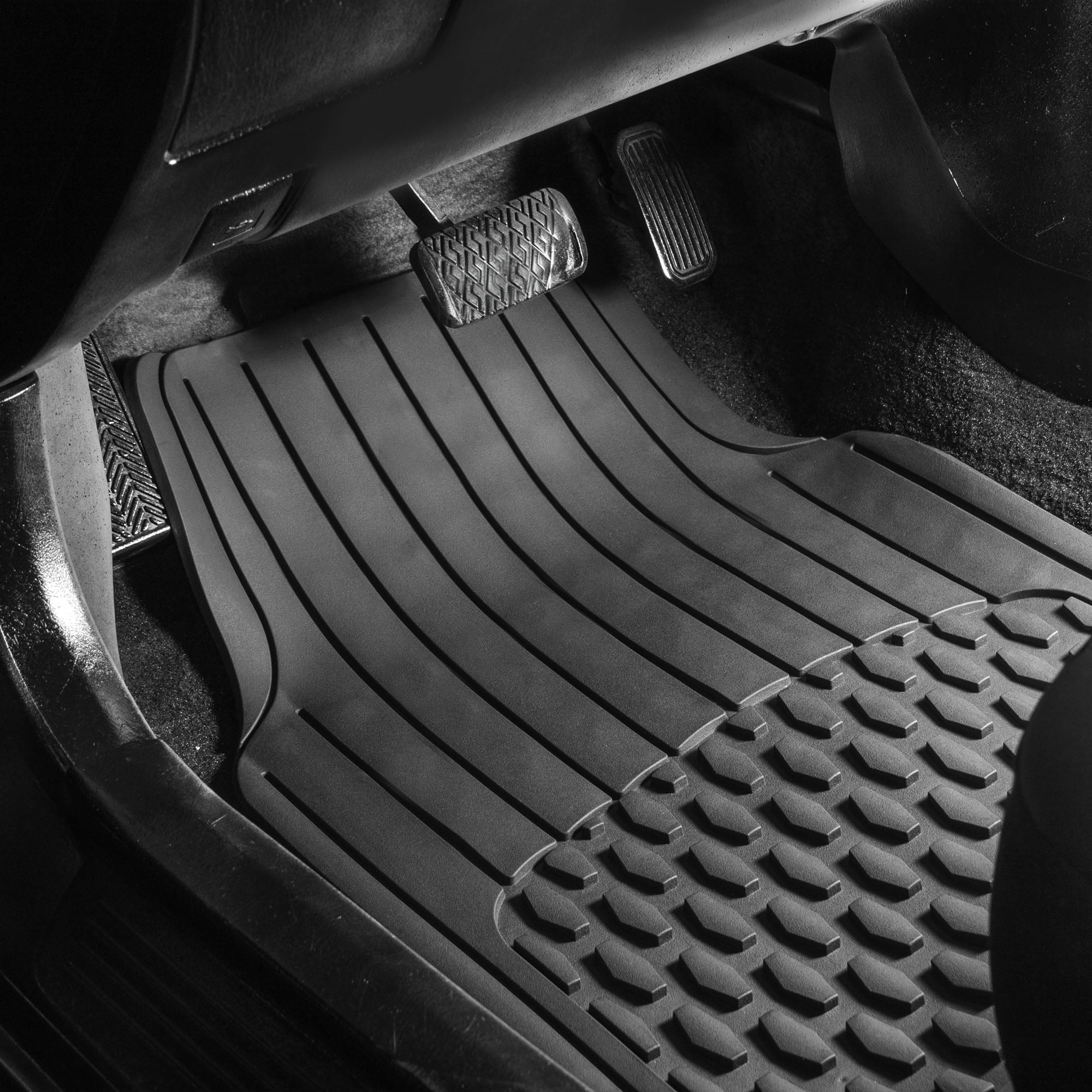 FH Group Universal Fit Trimmable Rubber Car Floor Mats for SUV - Full Set Gray