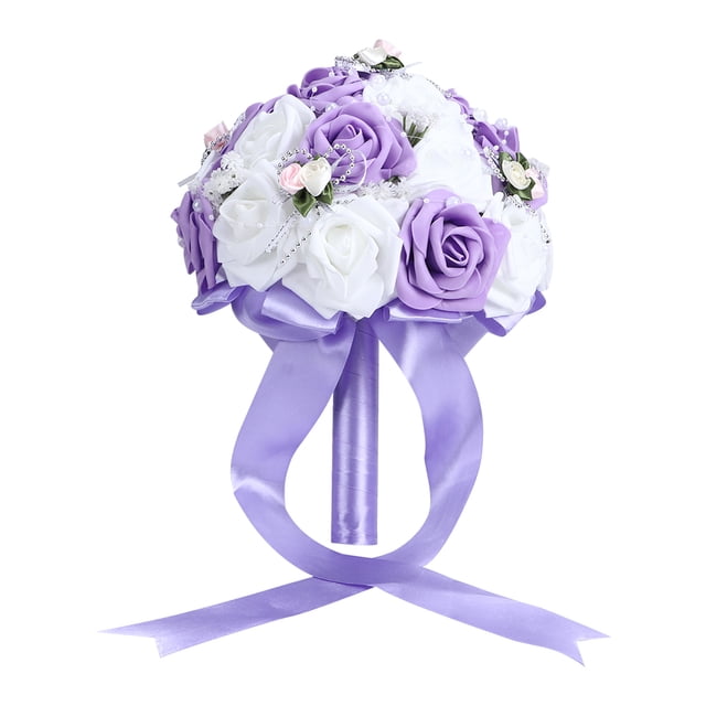 Ramo de boda artificial simulación nupcial sosteniendo flores decoración boda suministros púrpura