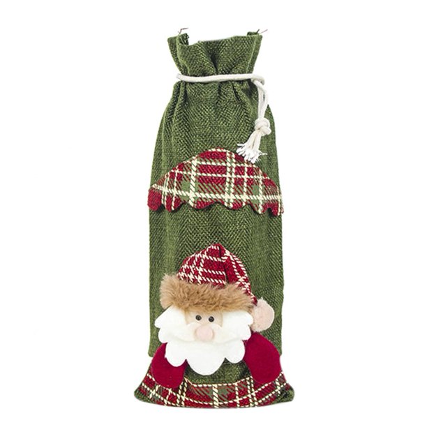Cubierta navideña para botella de vino Papá Noel Muñeco de nieve para la decoración del hogar de Año Nuevo (A) Tmvgtek Oficina Multiescena Multifunción