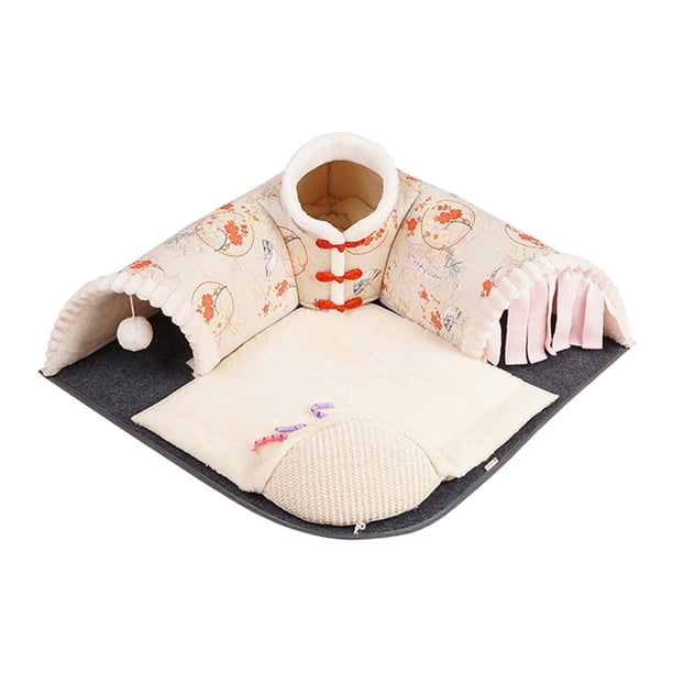 Cama túnel para gatos, transpirable, interactiva, para animales pequeños, gatos de interior, conejo Verde
