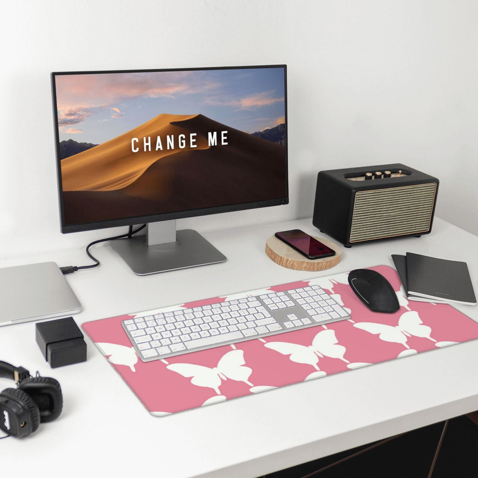 Rateoe Butterfly 2 Print Mouse Pad - Extended Large Gaming Mousepad,Non-Slip Stitched Edge,16x29.5 Inch
