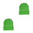 thumbnail image 2 of Qarigey Gorros Gorros Gorros de punto con puños Skullcap Skullies Ropa para el cabello Accesorios Regalos Otoño Invierno verde fluorescente verde fluorescente 2piezas, 2 of 6