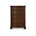 thumbnail image 2 of Laon Tall Dresser Chest, 5 Drawer Cherry Brown Solid Hardwood, 51 Inch, 2 of 3