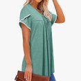 thumbnail image 3 of Pxiakgy Hauts Grande Taille pour Femmes Hauts d'Été Plissés Col Rond Manches Courtes Tuniques Blouses Vert Menthe + S, 3 of 7