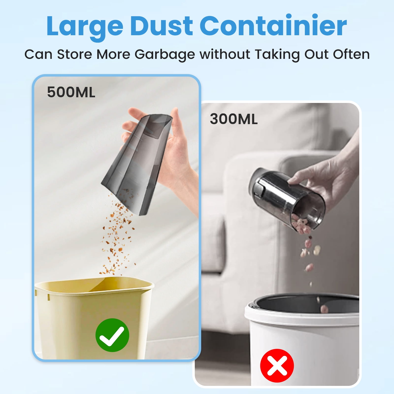 Cordless Handheld Car Vacuum, Portable Vacuum Cleaner, 12000PA Powerful Suction for Car, Gray