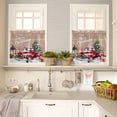 thumbnail image 4 of Christmas Tree Truck Kitchen Curtains and Valances Set, Winter Candle Snowflakes Brown Wood Rod Pocket Window Valance Window Curtain Panels for Living Room Bedroom Laundry, 27.5x24in, 3 Pieces, 4 of 7