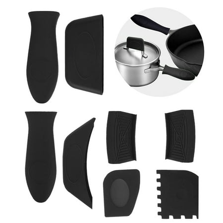 

MEIDELI 8Pcs/Set Silicone Handle Pot Holders Hot Resistant Sleeves Lid Covers with Scraper for Frying Pans Cookware