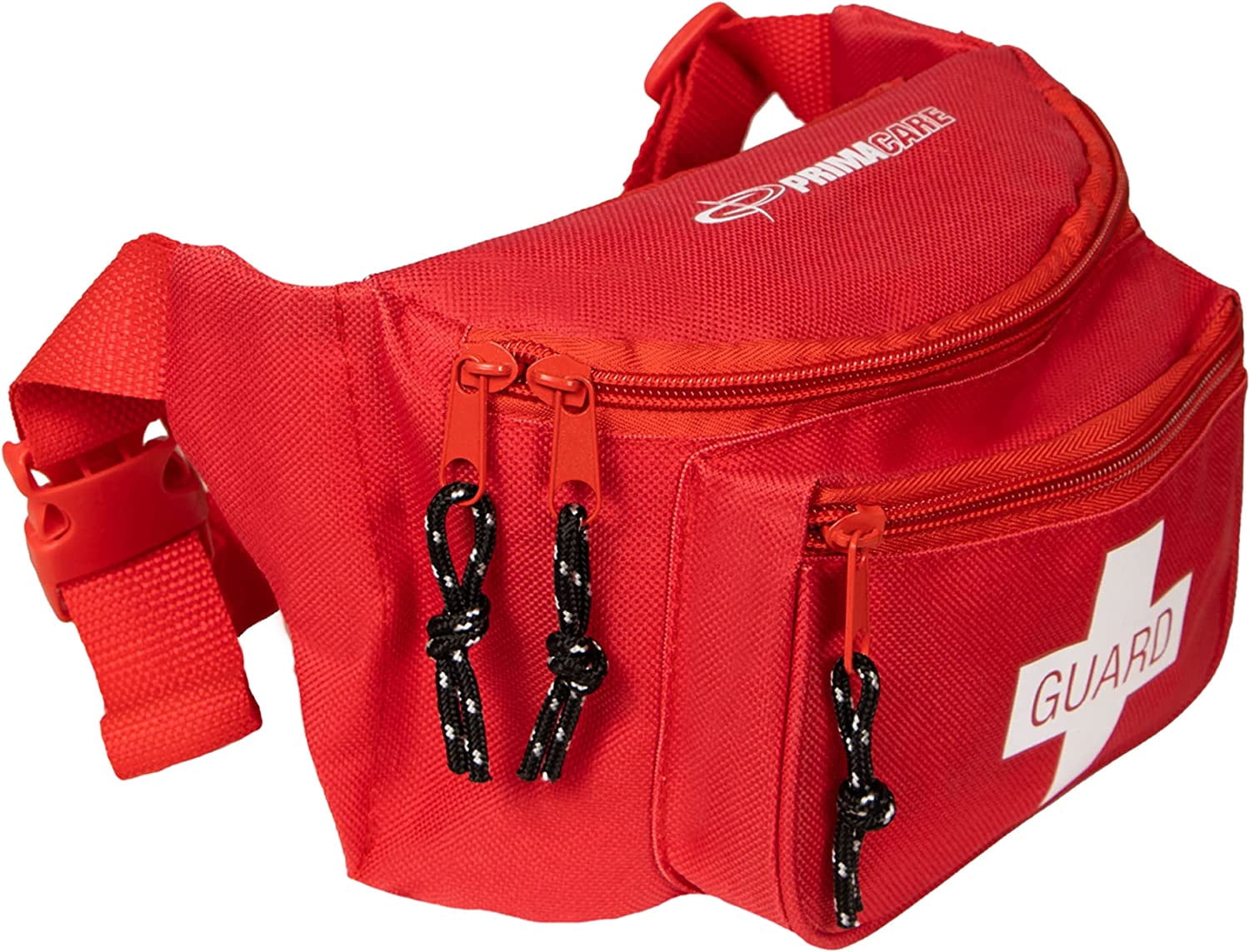 Primacare KB-8004-3 First Aid Empty Fanny Pack with 3 Pockets, Red, 8" x 2" x 6", Pack of 3 Fanny Packs